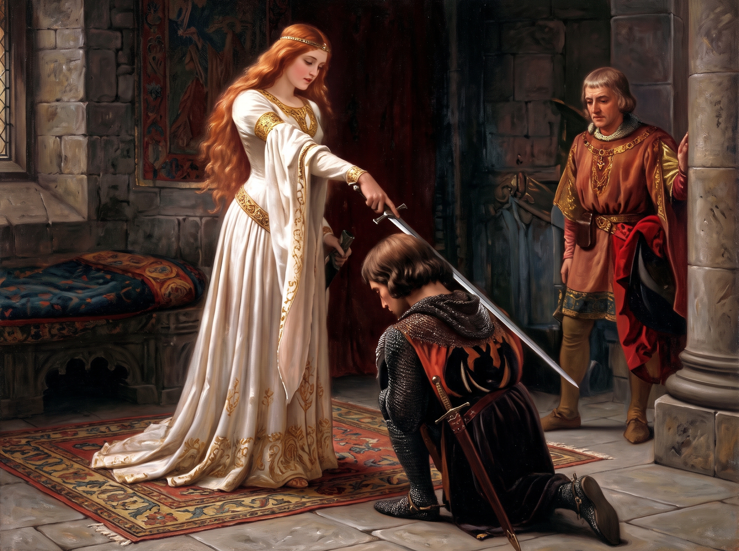Pintura de la investidura de un caballero